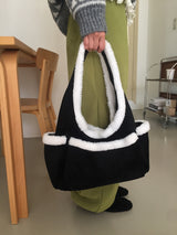 Suede Trimmed Baguette Bag (3 colors)