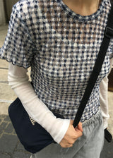 LACE CHECK TEE