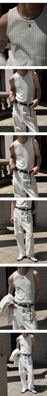 [S/S] High ribbed logo sleeveless(6color)