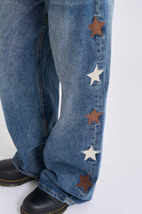 スターサイドパッチデニムパンツ