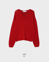 アゲインベーシックコットンルーズフィットⅤネックニット (5color)