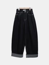 テロンロールアッププデニムワイドパンツ