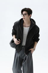Wool Blend Hooded Cardigan