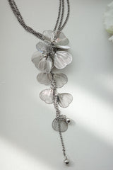 [s.steel] metal flower necklace | 메탈 플라워 드롭 목걸이