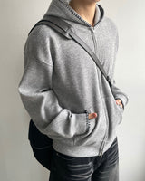 Stitch Knit Hood Zip-up
