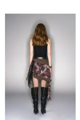 2025 Spring/Summer New Leopard Print Lace Splicing Multi-layer Irregular Hem Half Skirt