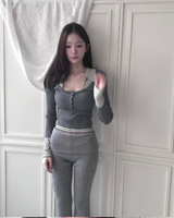 ベンオーバーローリブブーツカットニットパンツ