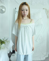 SORBET LOOSE OFF-SHOULDER SHORT SLEEVE T-SHIRT