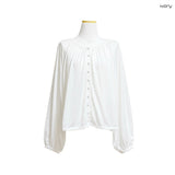 (3color) Shirring Bean Button Linen Slub Cardigan