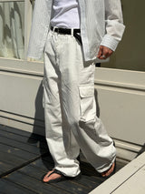 Solid semi wide cargo pants(2color)