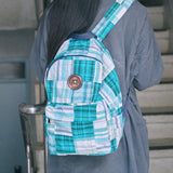 vintage patchwork backpack green