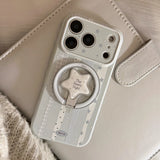 Cream Blue Star Stripe Magnetic Stand Case