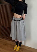 [Unisex] ベルト付きスウェットバミューダパンツ(3color)