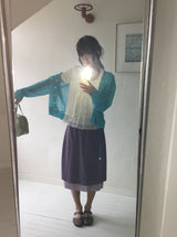 ハヤ エンボス フローラル レイヤード バンディング ミディ スカート