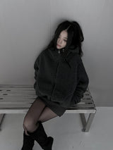 [unisex] sherpa hoodie fleece zip-up (2color)