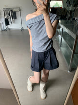 Pintuck roll-up culottes (3color)