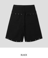 Leaden Stud Cotton Bermuda Shorts