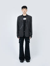 Curved Cargo Flare Pants (Black)