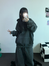 SHEEP FLEECE🐑PIGMENT STRAP RIVET BALLOON LONG PANTS💙🩶🤍3COLOR