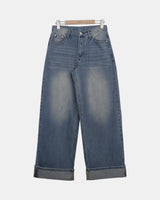 Rihen Roll-Up Wide Denim Pants