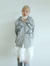 FLOWER STAR HOODED ZIPUP(GREY)