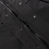 ポリーコットンリブダブルプラケットロングジャケット - ブラック