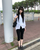 Menie Slit Span Capri Pants
