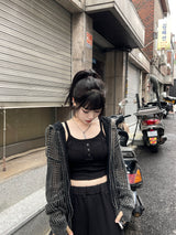ダイイングダメージメッシュフードジップアップ