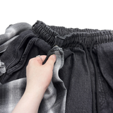 check layer denim pants