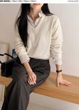 Simple Basic V-neck Knit (10color)