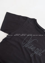 オフショルダーレタリングボクシーショートスリーブTシャツ