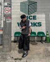 Broad Stripe Knit Hoodie Vest