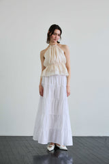 PEARL HALTERNECK TOP / IVORY