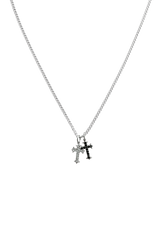 Double cubic sharp cross necklace