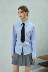LOWELL SLIM FIT STRIPE SHIRRLING SHIRT / SKY BLUE