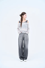 オフショルダーレイヤードTシャツ / off shoulder layered TEE
