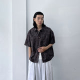 Textured Plaid Boxy Shirt