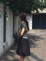 26SS★ [MADE] Momin Stripe Color Matching Button Layered Slim Short Sleeve T-Shirt