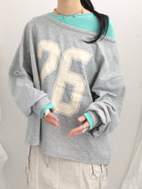 Numbering loose sweatshirt