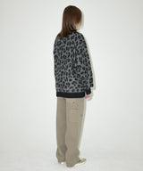 LEOPARD HAIRY KNIT CARDIGAN