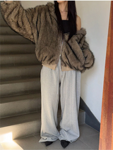 [Unisex] ファー2ウェイフードジップアップ(4color)