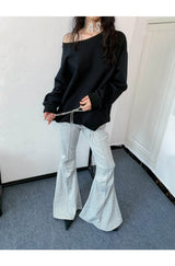 Off-loose shoulder sweatshirt