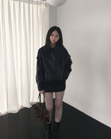High neck leather jacket