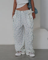 Flower cargo string jogger & wide pants