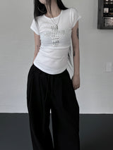 metallic cross stud short sleeve (3color)