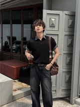 LMN Niel V-Neck Slit Short-Sleeved Knitwear (8 colors)