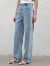 (PT-5674)SIDE BLEACH STRAIGHT JEAN