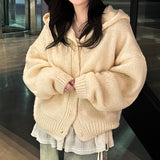 Tory button hooded knit cardigan