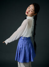 ストライププリーツスカート (ブルー)