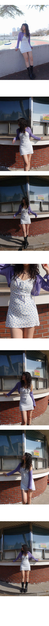 LACE COVER FLORET BUSTIER MINI DRESS (PINK, BLUE 2COLORS!)